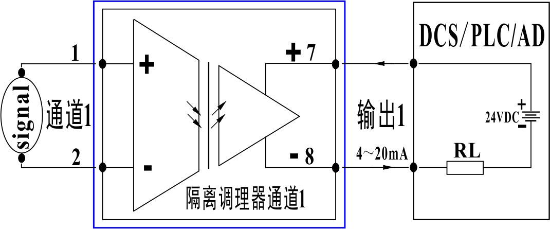 4-20mA隔离变送器接线图